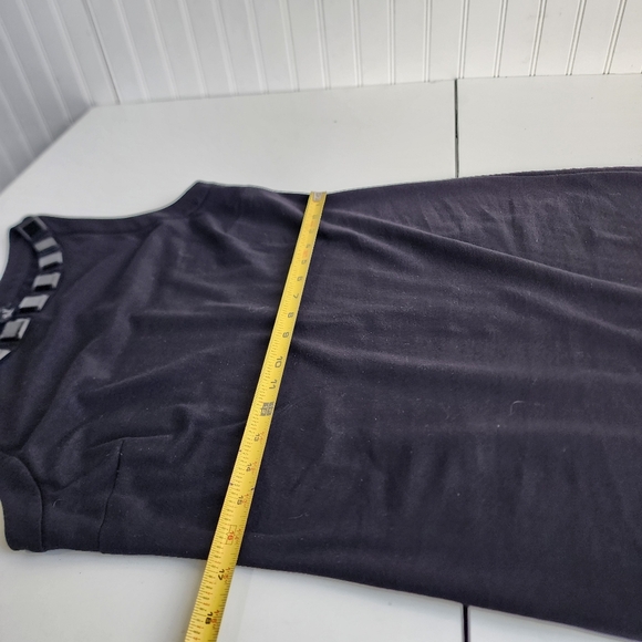 Talbots Black Gem Neck Sleeveless Shift Midi Sleveless Stretch Dress Sz 10 - Picture 12 of 16